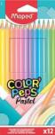 Maped Színes ceruza készlet, háromszögletű, MAPED "Color`Peps Pastel", 12 különbözõ pasztell szín (12 db) (IMA832069)