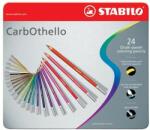 STABILO Pasztell ceruza készlet, kerek, fém doboz, STABILO "CarbOthello", 24 különbözõ szín (24 db) (TST14246)