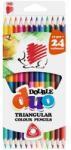 ICO Színes ceruza készlet, kétvégű, háromszögletű, ICO "Süni", 24 különbözõ szín (12 db)