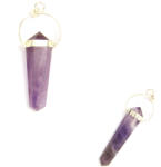  Pandantiv din Ametist Lavanda Natural 2 Varfuri 42-50 x 16-20 mm - 1 Buc