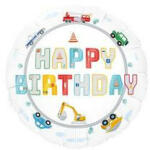 PartyPal Szülinapi lufi 18" 45cm Happy Birthday, autós (LUFI678906)