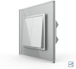LIVOLO Intrerupator Dublu Mecanic Cap Cruce LIVOLO cu Rama din Sticla - Serie Noua - culoare gri