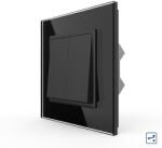 LIVOLO Intrerupator Dublu Mecanic Cap Cruce LIVOLO cu Rama din Sticla - Serie Noua - culoare negru
