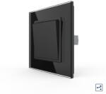 LIVOLO Intrerupator Dublu Mecanic Cap Scara LIVOLO cu Rama din Sticla - Serie Noua - culoare negru