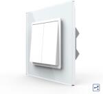 LIVOLO Intrerupator Dublu Mecanic Cap Cruce LIVOLO cu Rama din Sticla - Serie Noua