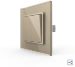 LIVOLO Intrerupator Dublu Mecanic Cap Scara LIVOLO cu Rama din Sticla - Serie Noua - culoare auriu