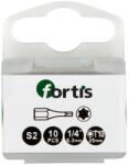 Fortis Bit 1/4" DIN3126, C6.3, T10x25mm, 10 bucati, Fortis (4317784729291) - bricolaj-mag Set capete bit, chei tubulare