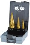 RUKO Set burghie trepte cu canale spiralate 0/9, 1.2 HSS-Tin, Ruko (101026TRO) - bricolaj-mag