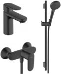 Hansgrohe Set baterie lavoar, baterie dus si set de dus, negru mat, Hansgrohe Vernis Blend (71551670 + 71640670 + 26422670)