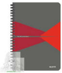 Leitz Office - Spirálfüzet A5 kockás laminált karton borító 90 lap szürke-piros (44580025)