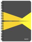 Leitz Office - Spirálfüzet A5 kockás laminált karton borító 90 lap szürke-sárga (44580015)