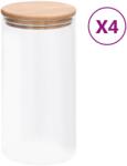 vidaXL 4 db üvegedény bambuszfedéllel 1200 ml (150705) - vidaxl