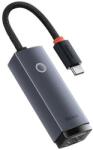 BASEUS Adaptor placa de retea Baseus Lite WKQX000313, USB Type-C - RJ-45 Gigabit LAN, metalic, LED, Gri (WKQX000313)
