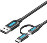 Vention 2in1 USB cable USB 2.0 to USB-C/Micro-B USB Vention CQDBF 1m (black) (28912) - vexio