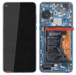 Huawei P40 (2020), P40 DualSim LCD Kijelző+Érintőüveg+Előlap Keret+Akkumulátor, Kék, Blue (02353MFU) Gyári, Service Pack