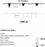 Horozk Electrik Cablu ghirlanda luminoasa pentru exterior lungime 100 m carnaval-2 horoz (022-003-0001)