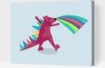  Festés számok szerint - Rózsaszín dinoszaurusz Méret: 30x40cm, Keretezés: Műanyagtáblával