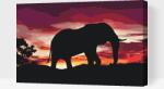  Festés számok szerint - Afrikai elefánt naplementében Méret: 40x60cm, Keretezés: Fatáblával