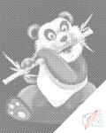  PontPöttyöző - Panda bambusszal Méret: 30x40cm, Keretezés: Műanyagtáblával, Szín: Zöld