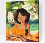  Festés számok szerint - Lány a tengerparton Méret: 40x50cm, Keretezés: Kartonlemezen