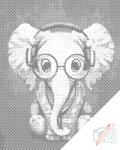  PontPöttyöző - Szemüveges elefánt Méret: 30x40cm, Keretezés: Műanyagtáblával, Szín: Kék