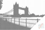  PontPöttyöző - London Bridge a naplementében Méret: 40x60cm, Keretezés: Műanyagtáblával, Szín: Fekete