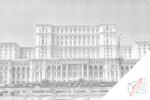  PontPöttyöző - Parlament Palotája, Bukarest Méret: 40x60cm, Keretezés: Kartonlemezen, Szín: Zöld