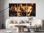  Festés számok szerint - Tűz a kandallóban (3 db-os készlet) Méret: 40x60cm (3db), Keretezés: Kartonlemezen