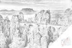  PontPöttyöző - Bastei hídja Méret: 40x60cm, Keretezés: Kartonlemezen, Szín: Piros