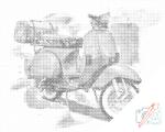  PontPöttyöző - Kék Vespa Méret: 30x40cm, Keretezés: Kartonlemezen, Szín: Piros