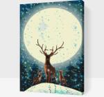  Festés számok szerint - Szarvas a telihold alatt Méret: 40x60cm, Keretezés: Kartonlemezen