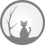  PontPöttyöző - Fekete macska 2 Méret: 50x50cm, Keretezés: Műanyagtáblával, Szín: Kék