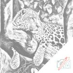  PontPöttyöző - Pihenő leopárd Méret: 50x50cm, Keretezés: Műanyagtáblával, Szín: Piros