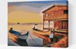  Festés számok szerint - Csónakok a faháznál Méret: 40x50cm, Keretezés: Műanyagtáblával
