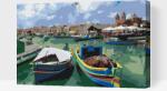  Festés számok szerint - Színes halászhajók Méret: 40x60cm, Keretezés: Kartonlemezen