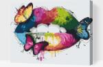  Festés számok szerint - Szivárványszínű ajkak Méret: 40x50cm, Keretezés: Kartonlemezen