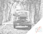  PontPöttyöző - Fiat 500 Méret: 40x50cm, Keretezés: Kartonlemezen, Szín: Zöld
