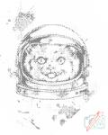  PontPöttyöző - NASA macska Méret: 40x50cm, Keretezés: Kartonlemezen, Szín: Zöld