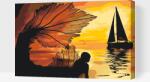  Festés számok szerint - Hableány és hajó Méret: 40x60cm, Keretezés: Kartonlemezen