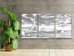  PontPöttyöző - Tengerparti világítótorony (3 db-os készlet) Méret: 40x60cm (3db), Keretezés: Kartonlemezen, Szín: Fekete