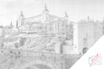  PontPöttyöző - Toledo kastély Méret: 30x40cm, Keretezés: Kartonlemezen, Szín: Zöld