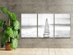  PontPöttyöző - Hullámtörő gát a Balti-tengerben (3 db-os készlet) Méret: 40x60cm (3db), Keretezés: Kartonlemezen, Szín: Fekete