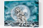  Festés számok szerint - Fehér farkasok telihold idején Méret: 30x40cm, Keretezés: Műanyagtáblával