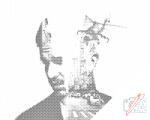  PontPöttyöző - Férfi, város, helikopter, taxi Méret: 40x50cm, Keretezés: Műanyagtáblával, Szín: Piros