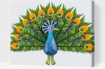 Festés számok szerint - Festett páva Méret: 40x50cm, Keretezés: Kartonlemezen