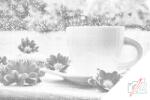  PontPöttyöző - Egy csésze tea egy téli délutánon Méret: 40x60cm, Keretezés: Kartonlemezen, Szín: Fekete