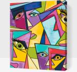  Festés számok szerint - Abstract faces 2 Méret: 40x50cm, Keretezés: Műanyagtáblával
