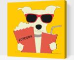  Festés számok szerint - Kutya popcornnal Méret: 50x50cm, Keretezés: Műanyagtáblával