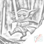  PontPöttyöző - Bébi Yoda Méret: 50x50cm, Keretezés: Műanyagtáblával, Szín: Zöld