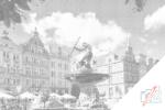  PontPöttyöző - Neptun-kút, Gdansk, Lengyelország Méret: 40x60cm, Keretezés: Kartonlemezen, Szín: Zöld